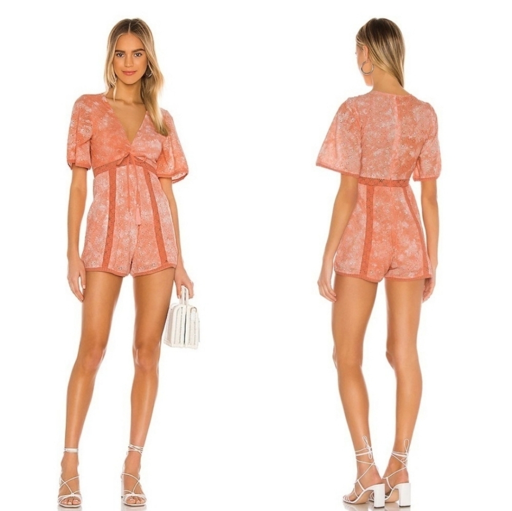 Revolve Tularosa Monroe Romper Coral Tie Dye, Size XL